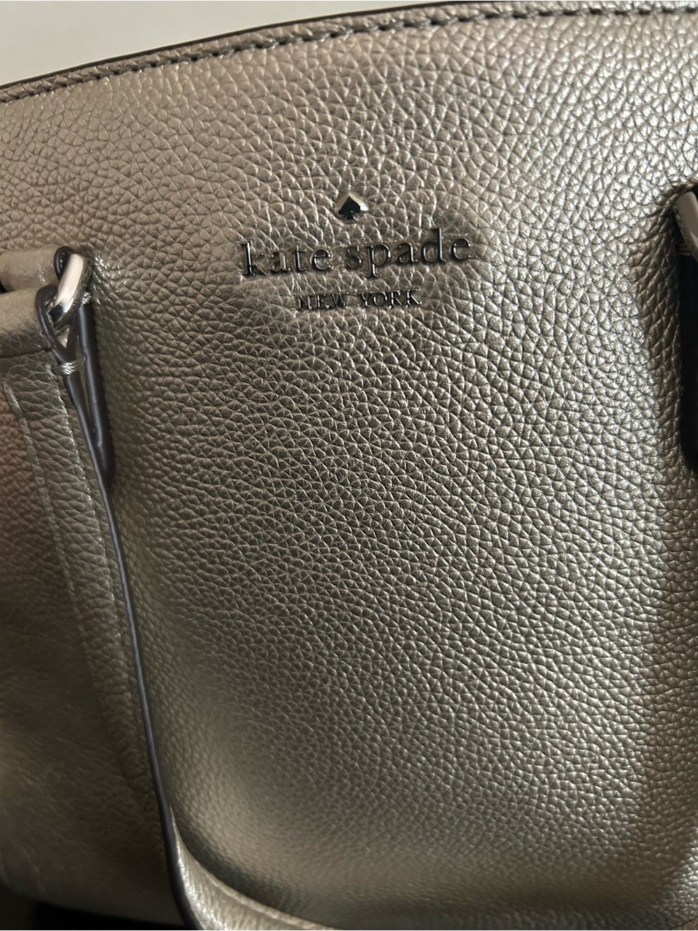 Kate Spade Patterson Drive Metallic Champagne Pebbled Leather Bag w/ Strap - Picture 8 of 13